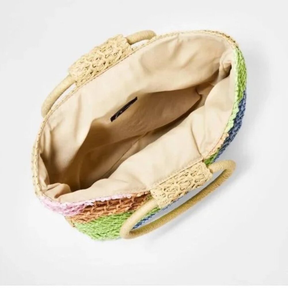 🆂🅰🅻🅴 A449 •  Rainbow Paper Straw Tote Bag - Picture 3 of 6